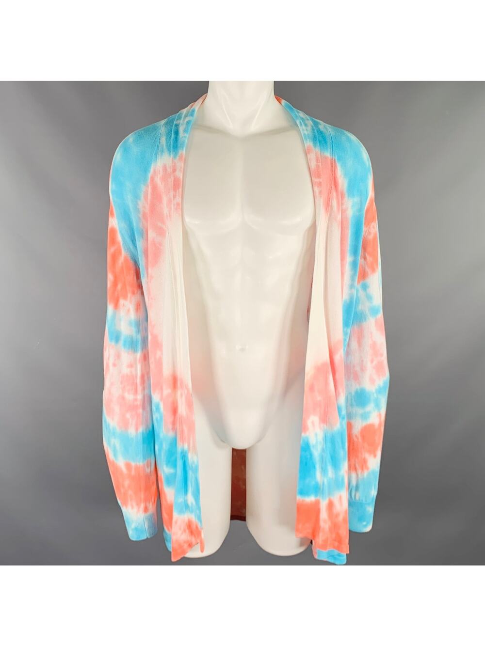 BAJA EAST Size S Pink Blue Tie Dye Pima Cotton Open Front Cardigan